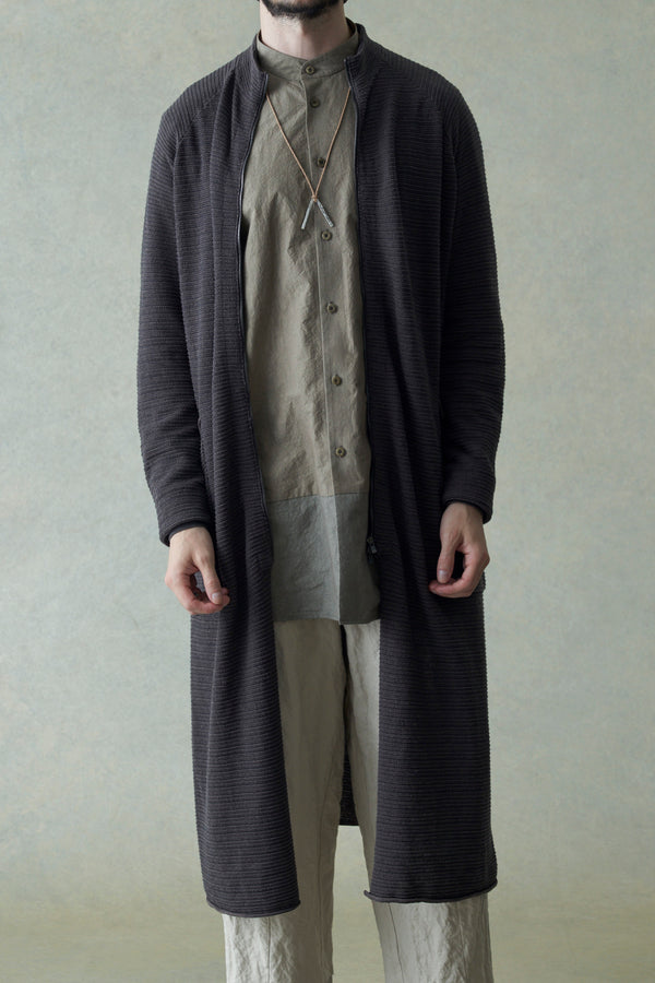 DEVOA zippered cotton woven long jacket SKT-TCSL black